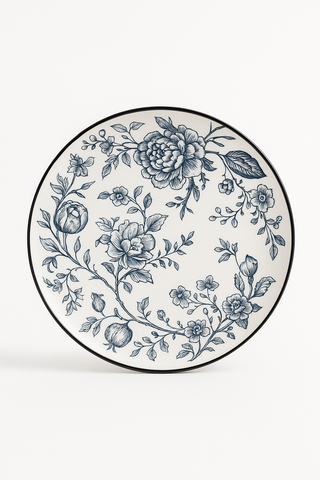 vintage floral-motif ceramic dinner plate