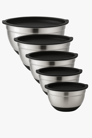 set of 6 stainless steel bowls with lid