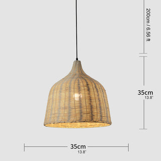Suspension en rotin – Luminaire panier en bambou tissé à la main | Éclairage pour cuisine et salle à manger