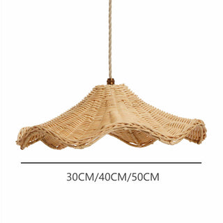 Boho wicker pendant with adjustable cord for dining room