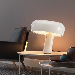 Italian Snoopy desk lamp white marble — LED warm ambient