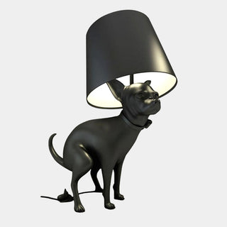 Artistic dog lamp side — resin cloth shade warm glow