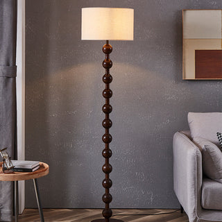 Wooden barbell lamp wide — medieval LED fabric warm