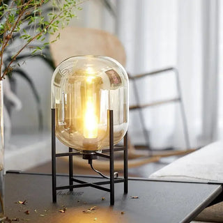 Designer glass floor lamp — postmodern LED metal warm