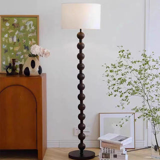 Medieval LED lamp barbell — wood fabric shade ambient