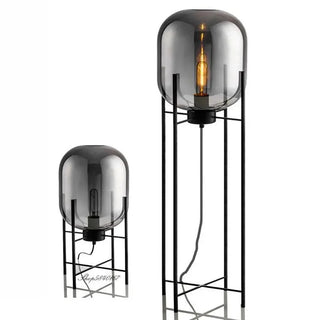 Postmodern designer lamp detail — glass LED metal texture
