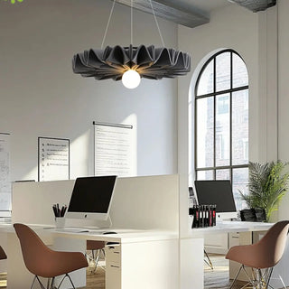 Decorative acoustic flower pendant light, noise reducing ceiling hanging fixture