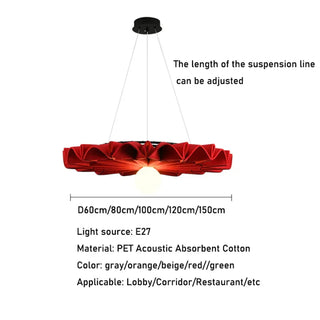 Noise reducing flower pendant lamp, acoustic decorative ceiling hanging light