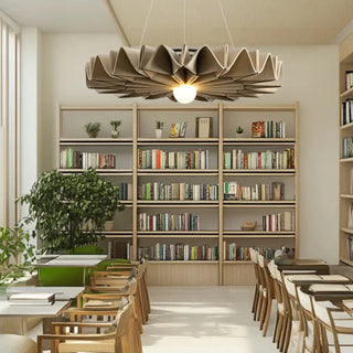 Contemporary acoustic pendant light, flower shaped noise reducing ceiling fixture