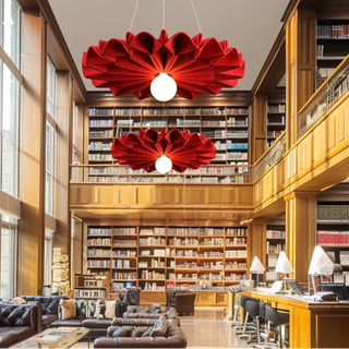 Flower shaped acoustic pendant lamp, noise reducing decorative ceiling light