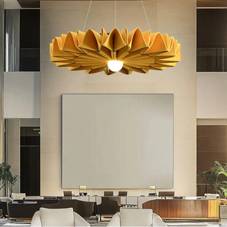 Acoustic flower shaped pendant light, noise reducing decorative ceiling fixture