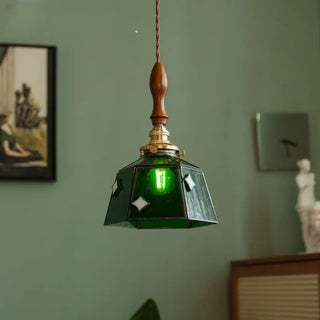 SUTYSE Art Deco Green Glass and Copper Industrial Ceiling Light – view 4