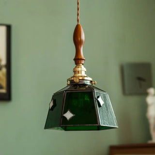 SUTYSE Art Deco Green Glass and Copper Industrial Ceiling Light – view 1