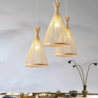 DEZY Bamboo Natural Zen Conical Ceiling Light – view 1