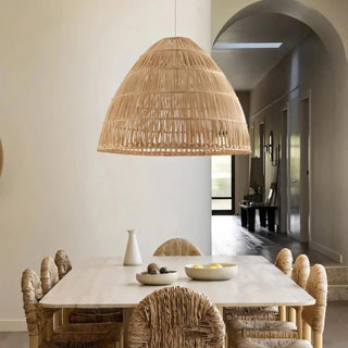 NATURA Bamboo Braid Natural Bohemian Ceiling Light – view 1