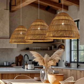 NATURA Bamboo Braid Natural Bohemian Ceiling Light – view 3