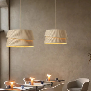 PLIDOS Beige Pleated Double Layer Fabric Ceiling Light – view 4