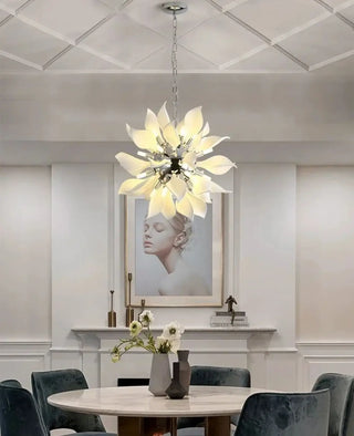 Elegant flower petal pendant light, modern white ceiling hanging fixture