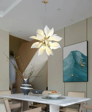 Flower petal pendant light, modern white ceiling lamp elegant design