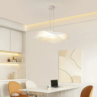 White organic wavy pendant lamp, modern hanging ceiling light with soft glow