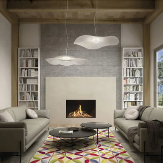 PLISSE White Wavy Fabric Pleated Organic Modern Ceiling Light – view 2