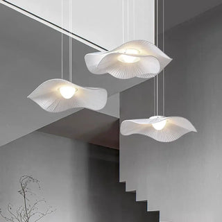 PLISSE White Wavy Fabric Pleated Organic Modern Ceiling Light – view 3