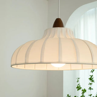 BOSCA White Pleated Scandinavian Wood Detail Ceiling Light – view 2