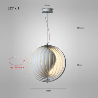 Modern white pendant light, spherical shape adjustable blades ceiling fixture