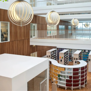 Designer white spherical pendant lamp, adjustable blades modern ceiling light