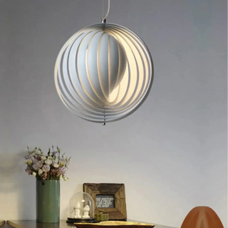 White spherical pendant light, modern adjustable blades ceiling fixture