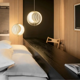 Modern spherical pendant lamp, white adjustable blades ceiling hanging light