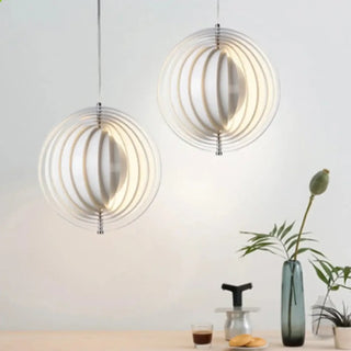 White spherical ceiling pendant lamp, modern adjustable blades hanging light