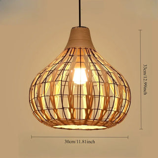KERIWI Natural Bohemian Bamboo Braid Ceiling Light – view 6