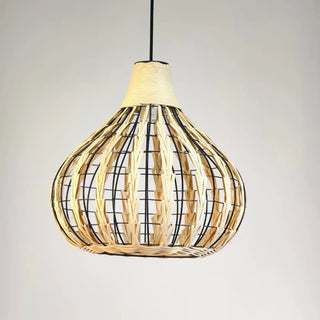 KERIWI Natural Bohemian Bamboo Braid Ceiling Light – view 1