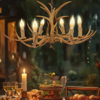 DEER Wooden Deer with Candle-Style Bulbs Ceiling Light – view 1