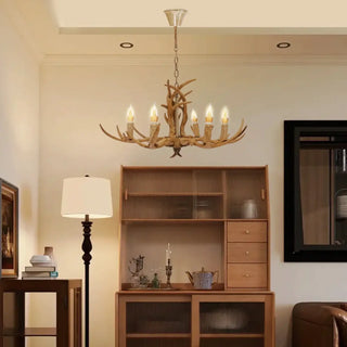 DEER Wooden Deer with Candle-Style Bulbs Ceiling Light – view 2