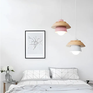 LOCORE Modern Scandinavian Wood and Colour Ceiling Light – view 8