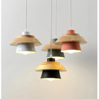 LOCORE Modern Scandinavian Wood and Colour Ceiling Light – view 9