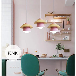 LOCORE Modern Scandinavian Wood and Colour Ceiling Light – view 3