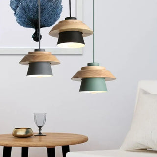 LOCORE Modern Scandinavian Wood and Colour Ceiling Light – view 7