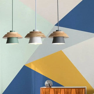 LOCORE Modern Scandinavian Wood and Colour Ceiling Light – view 6