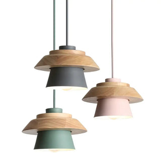 LOCORE Modern Scandinavian Wood and Colour Ceiling Light – view 10