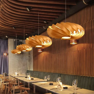 Warm ambient wooden pendant light, modern hanging ceiling fixture