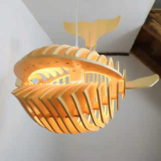 DIBA Playful Natural Wood Whale-Shaped Ceiling Light – view 2