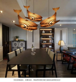 DIBA Playful Natural Wood Whale-Shaped Ceiling Light – view 3