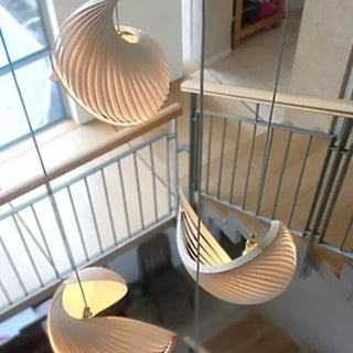 Organic twisted wood pendant ceiling lamp, handcrafted sculptural hanging light