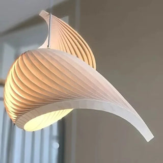Sculptural twisted wood pendant lamp, handcrafted organic hanging ceiling light