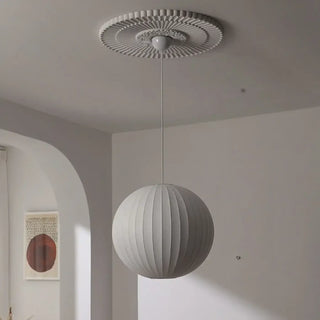MADI White Pleated Ball Scandinavian Modern Ceiling Light – view 3