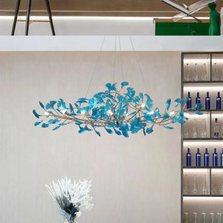 MEFL Metal Branches Blue Leaves Modern Ceiling Light – view 1