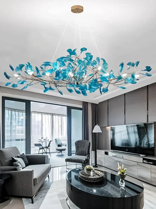 MEFL Metal Branches Blue Leaves Modern Ceiling Light – view 2